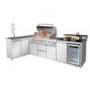 Outdoor Kitchen Island 95.8 Inch 6+1 Burner Propane Gas BBQ Grill 95500 BTU 304 Stainless Steel Silver Color With CSA, ETL Certification + Sink + Refrigerator + Bar Table