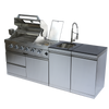 Cherylife S00043 NG 85-Inch 4-Burner 72,000 BTU Natural Gas Grill Island – Deluxe Outdoor Kitchen with Side Burner, Rotisserie, Granite Countertops, Sink/Faucet, Storage