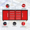 7ft Storage Cabinets with Workbench (10 Drawers & 2 Cabinets) Red