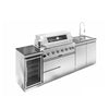 CheryLife 43-Inch 6-Burner 85000 BTU Deluxe Stainless Steel Gas Outdoor Kitchen Bar Barbecue Island Grill + Wine Cooler Compact Refrigerator + Rotisserie + Granite Countertops + Storage Cabinets & Drawers