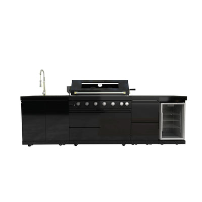 Cherylife 115-Inch 6-Burner 85,000 BTU Gas Grill Island – Outdoor Kitchen with Wine Cooler, Refrigerator, Rotisserie, Granite Countertops & Sink