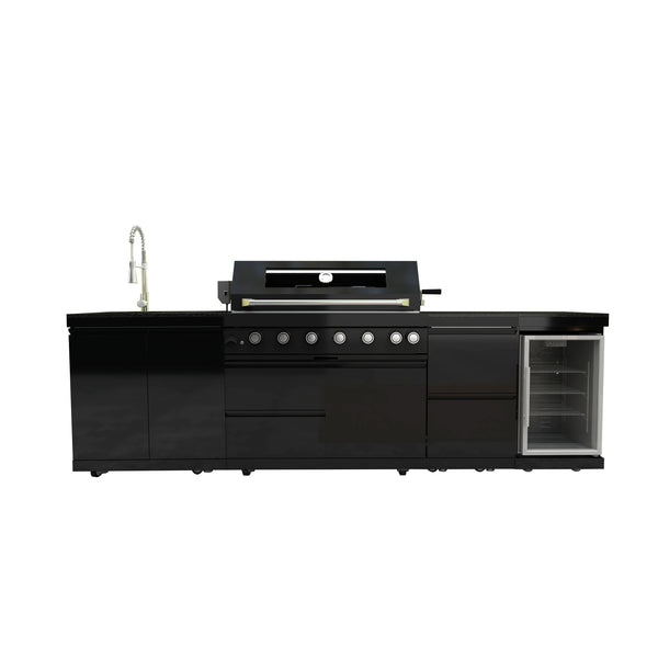 Cherylife 115-Inch 6-Burner 85,000 BTU Gas Grill Island – Outdoor Kitchen with Wine Cooler, Refrigerator, Rotisserie, Granite Countertops & Sink