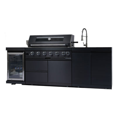 Cherylife S00042 NG 85-Inch 6-Burner 85,000 BTU Natural Gas Grill Island – Outdoor Kitchen with Refrigerator, Wine Cooler, Rotisserie & Granite Countertops