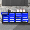 7ft Garage Storage Cabinets with Workbench (20 Drawers) Blue