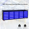 10ft Workbench with Storage Drawers (25 Drawers) Blue