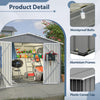 10x8 FT All-Weather Metal Storage Shed – Lockable Doors, Rustproof Steel, Easy Assembly for Garden, Patio, Backyard (Gray)