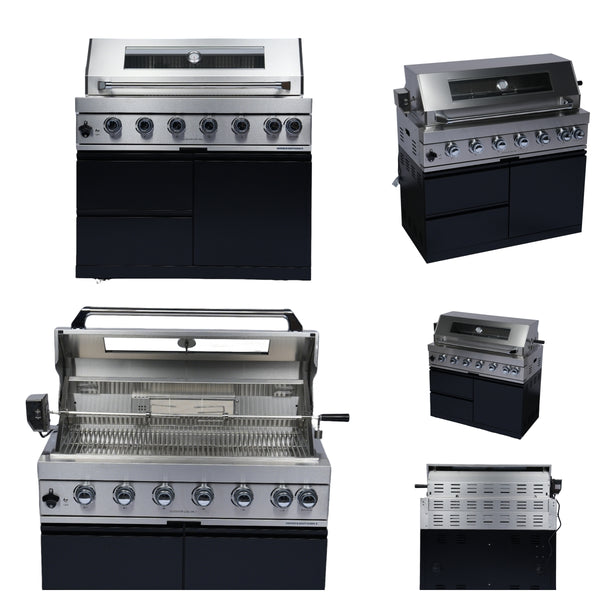 Cherylife 96-Inch 6-Burner 85,000 BTU Gas Grill Island – Outdoor Kitchen with Wine Cooler, Refrigerator, Rotisserie, Stainless Steel Countertop & Storage
