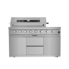 Cherylife 96-Inch 6-Burner 85,000 BTU Gas Grill Island – Outdoor Kitchen with Wine Cooler, Refrigerator, Rotisserie, Granite Countertops & Storage
