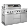 Cherylife 96-Inch 6-Burner 85,000 BTU Gas Grill Island – Outdoor Kitchen with Wine Cooler, Refrigerator, Rotisserie, Granite Countertops & Storage
