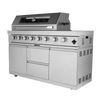 Cherylife 96-Inch 6-Burner 85,000 BTU Gas Grill Island – Outdoor Kitchen with Wine Cooler, Refrigerator, Rotisserie, Granite Countertops & Storage