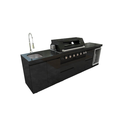Cherylife 115-Inch 6-Burner 85,000 BTU Gas Grill Island – Outdoor Kitchen with Wine Cooler, Refrigerator, Rotisserie, Granite Countertops & Sink