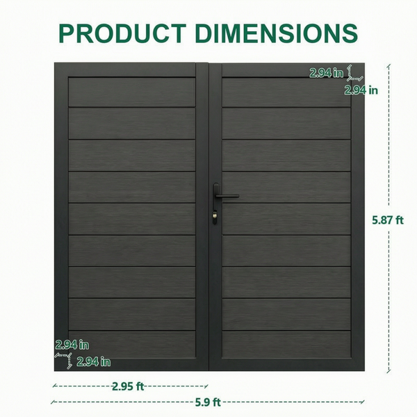6ft x 6ft Double Aluminum Privacy Fence Gate With Post – Heavy Duty, Rustproof, Modern Design