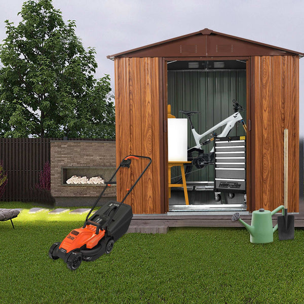 6x6 ft Outdoor Metal Storage Shed with Metal Foundation Base, With Window