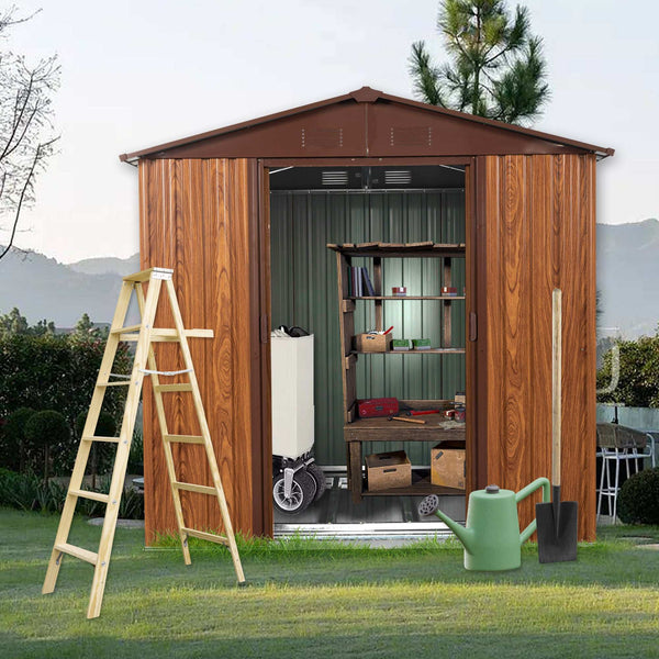 6x6 ft Outdoor Metal Storage Shed with Metal Foundation Base, With Window
