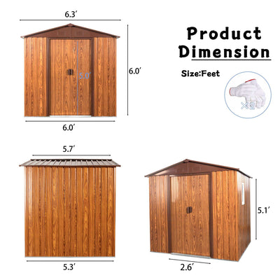 6x6 ft Outdoor Metal Storage Shed with Metal Foundation Base, With Window