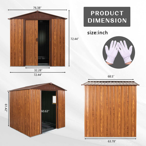 6x6 ft Outdoor Metal Storage Shed with Metal Foundation Base, With Window