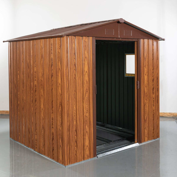 6x6 ft Outdoor Metal Storage Shed with Metal Foundation Base, With Window