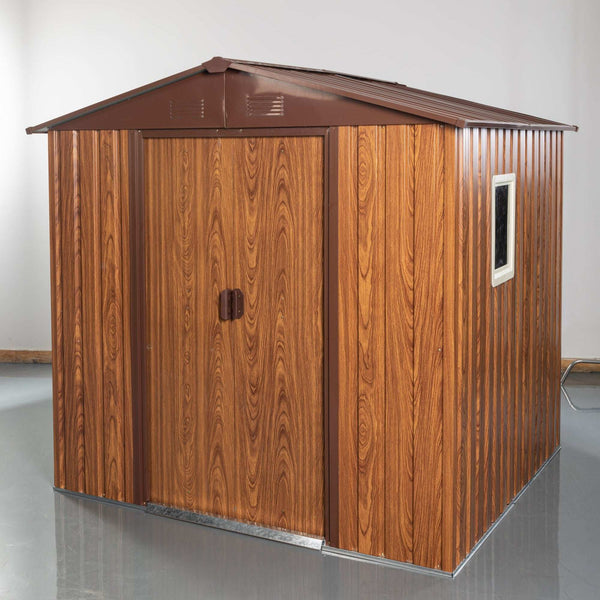 6x6 ft Outdoor Metal Storage Shed with Metal Foundation Base, With Window