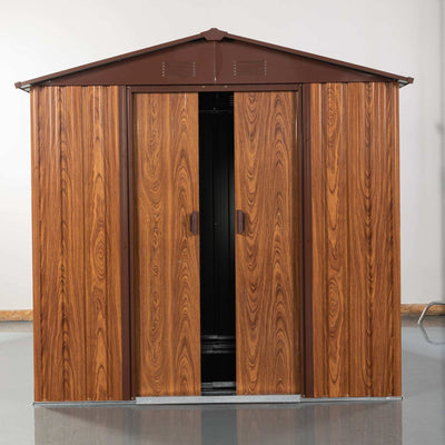 6x6 ft Outdoor Metal Storage Shed with Metal Foundation Base, With Window