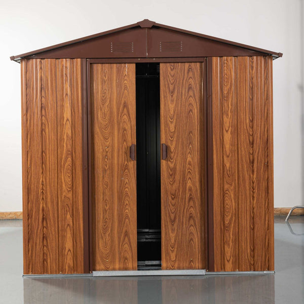 6x6 ft Outdoor Metal Storage Shed with Metal Foundation Base, With Window