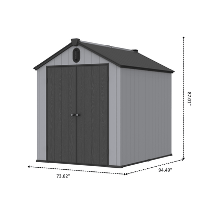 6x8 ft Plastic Storage Shed Grey size