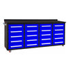 7ft Garage Storage Cabinets with Workbench (20 Drawers) Blue