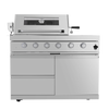 Cherylife S00003 NG 85-Inch 4-Burner 72,000 BTU Natural Gas Grill Island – Outdoor Kitchen with Refrigerator, Wine Cooler, Rotisserie, Granite Countertops & Sink
