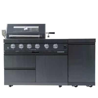 CheryLife 65-Inch 4-Burner Propane Gas Grill | 304 Marine Grade Stainless Steel Outdoor Kitchen Island BBQ w/ Side Burner & Rotisserie