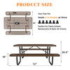 72" Expanded Metal Rectangular Picnic Table, Brown - CheryLife