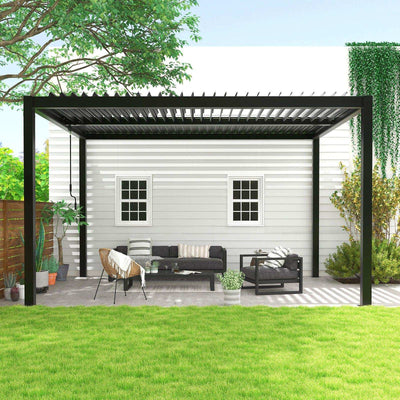 13x10 ft Upgraded Aluminum Louvered Pergola Kit with Adjustable Roof