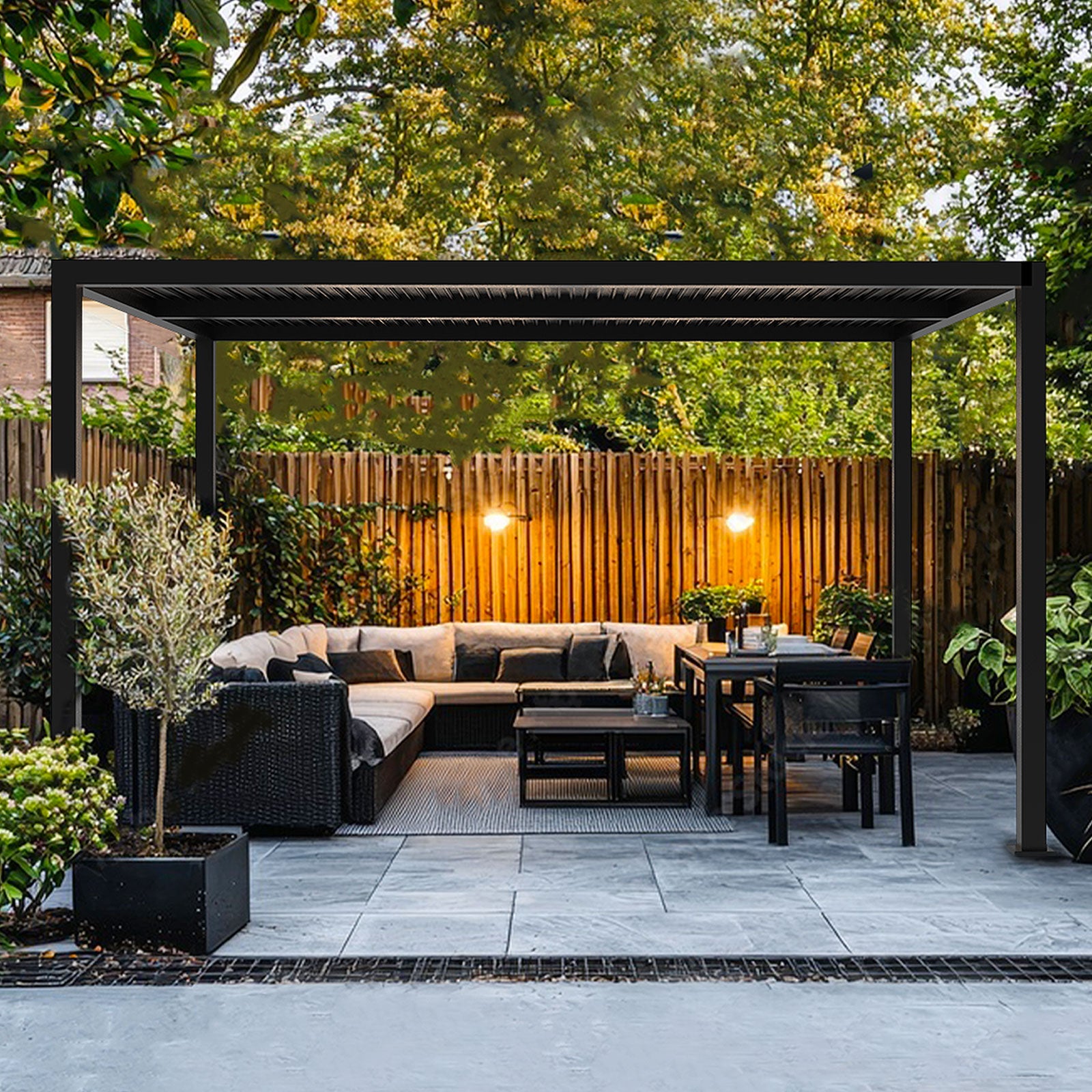 10x13 ft Upgraded All-Aluminum Louvered Pergola Kit - Thickened