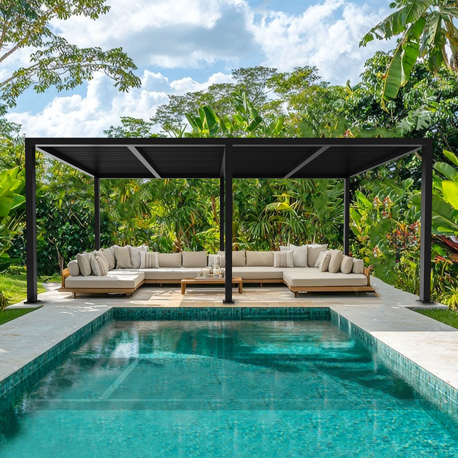 10x19 ft Upgraded All-Aluminum Louvered Pergola Kit - Thickened