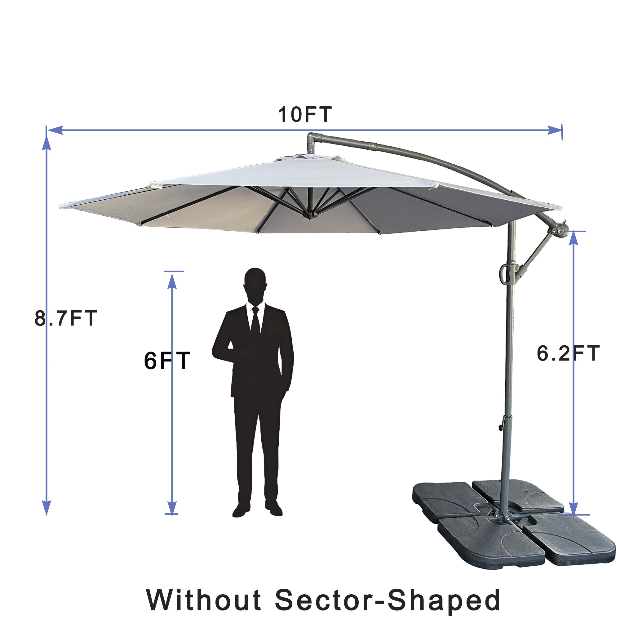 6ft black patio umbrella 10ft Patio Umbrella - Offset Hanging Cantilever Patio Outdoor Market Umbrella Protection with Easy Tilt Adjustment and Crank