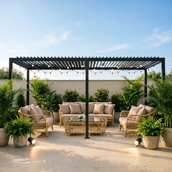 10x19 ft Aluminum Pergola Kit with Adjustable Louvered Roof