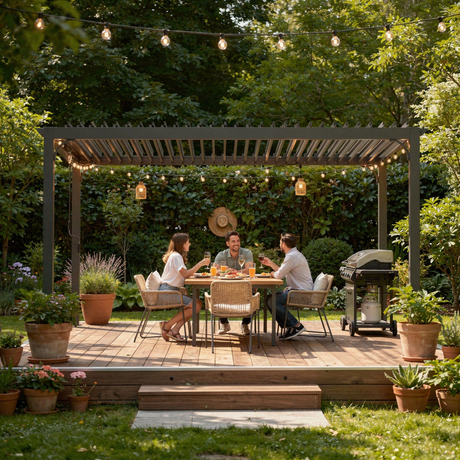 10x13 ft Aluminum Pergola Kit with Adjustable Louvered Roof