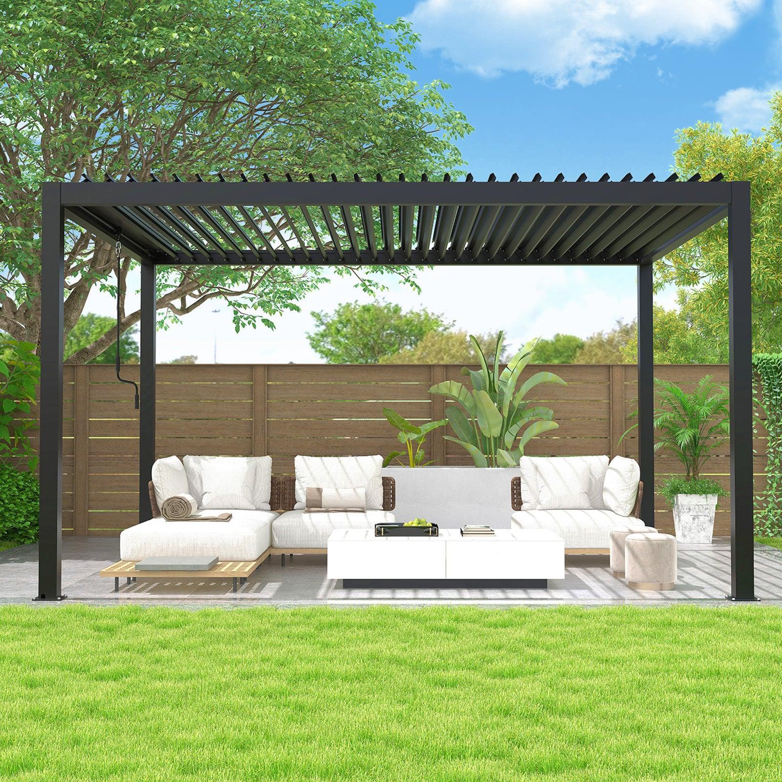 13x10 ft Aluminum Louvered Pergola with Adjustable Roof