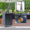 Cherylife NG 85-Inch 4-Burner 72,000 BTU Natural Gas Grill Island – Outdoor Kitchen with Wine Cooler, Compact Refrigerator, Rotisserie, Granite Countertop & Sink