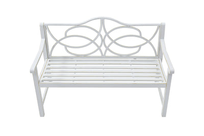 Outdoor Garden Patio Bench, Metal Steel Frame Park Bench,White - CheryLife