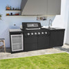 Cherylife NG 85-Inch 4-Burner 72,000 BTU Natural Gas Grill Island – Outdoor Kitchen with Wine Cooler, Compact Refrigerator, Rotisserie, Granite Countertop & Sink