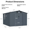 8x10 FT Outdoor Storage Shed main details size