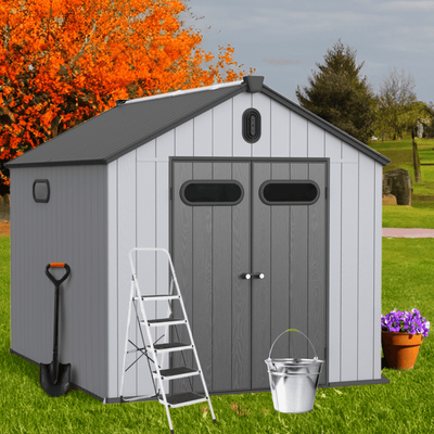 8x10 ft Plastic Storage Shed For Backyard Garden Big Spire Tool Storage