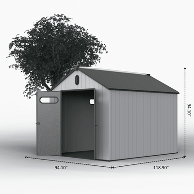 8x10 ft Plastic Storage Shed For Backyard Garden Big Spire Tool Storage