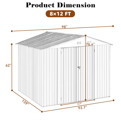 8x12 ft Metal Storage Sheds - CheryLife