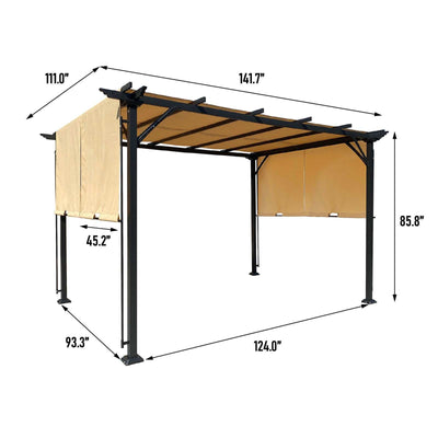 9.5x12 ft Pergola with canopy Khaki
