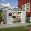 10x8 FT All-Weather Metal Storage Shed – Lockable Doors, Rustproof Steel, Easy Assembly for Garden, Patio, Backyard (Gray)