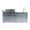 Cherylife 85-Inch 6-Burner 85,000 BTU Gas Grill Island – Outdoor Kitchen with Rotisserie, Granite Countertops, Stainless Steel Sink/Faucet & Storage