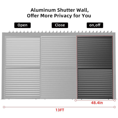 Aluminum Slats Louvered Wall Pergola Accessories