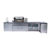 Cherylife 85-Inch 6-Burner 96,000 BTU Gas Grill Island – Outdoor Kitchen with Wine Cooler, Refrigerator, Rotisserie, Granite Countertops & Storage