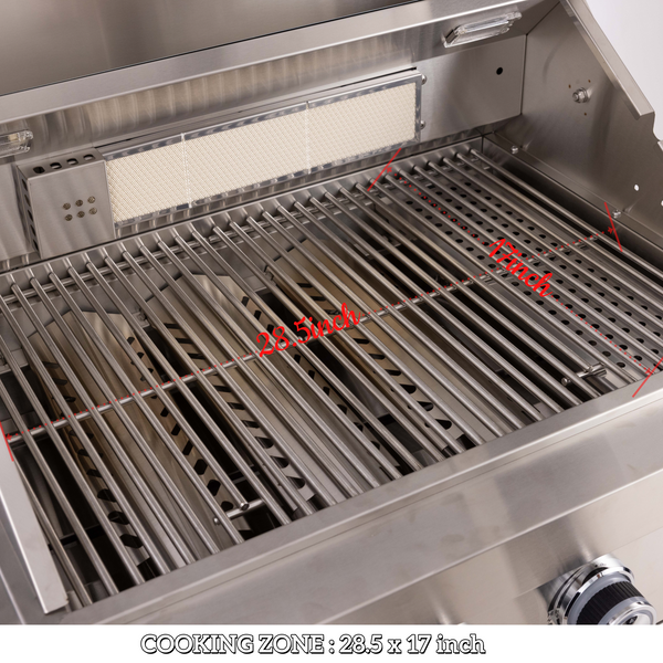 CheryLife 65-Inch 4-Burner Propane Gas Grill | 304 Marine Grade Stainless Steel Outdoor Kitchen Island BBQ w/ Side Burner & Rotisserie
