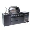 Cherylife S00006 NG 85-Inch 4-Burner 72,000 BTU Natural Gas Grill Island – Outdoor Kitchen with Refrigerator, Wine Cooler, Rotisserie, Granite Countertop & Sink